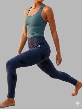 Free People Good Karma leggings in deep blue. 99% new!